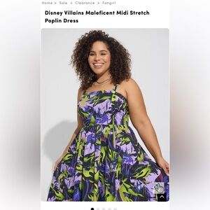 Torrid Disney Villains Maleficent Midi Stretch Poplin Dress | Size 4
